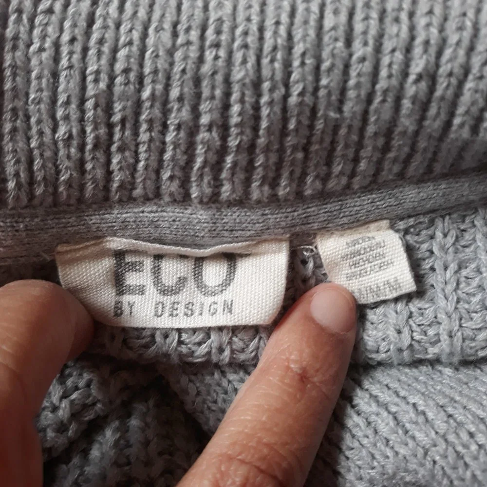ECO by Design Women's Gray Soft Cable Knit Crop Sweater Size M - Picture 8 of 10